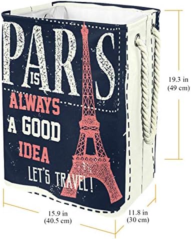Unicey Vintage Turisztikai üdvözlőlap Párizs Franciaország Szennyesben Kosár Összecsukható a Tárolás Bin Baba Szennyestartó