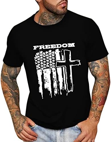 HDDK Hazafias Rövid Ujjú T-shirt Férfi ruházat, Nyári Amerikai Zászló a Szabadság Nyomtatás Sleeve Alkalmi Laza Divat Póló