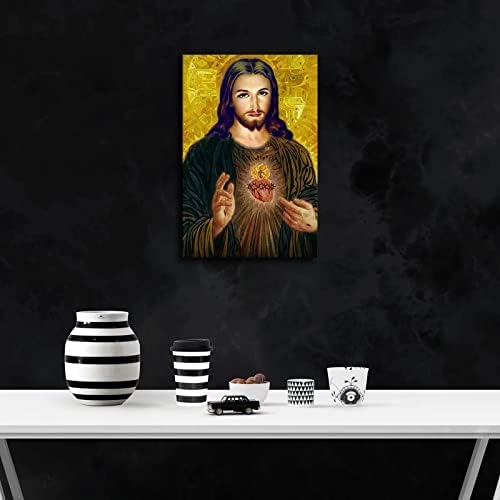 Jézus Krisztus Poszter Jézus Szent Szíve Fali Dekor, Fali Art Print Vászon Fal Haza Nappali Dekor Freskó Modern Hálószoba
