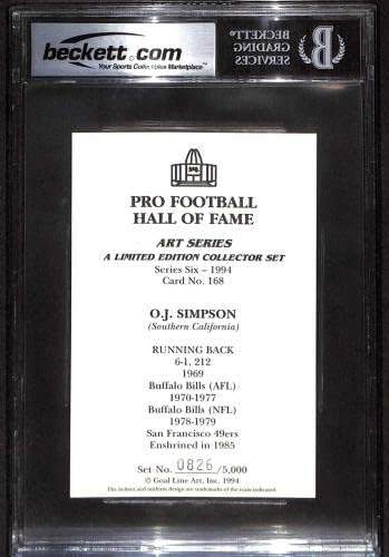 168 O. J. Simpson - 1989 gólvonalon HOF Labdarúgó-Kártyák (Csillag) Osztályozott lenne beégés Auto-10 - Dedikált Focilabda