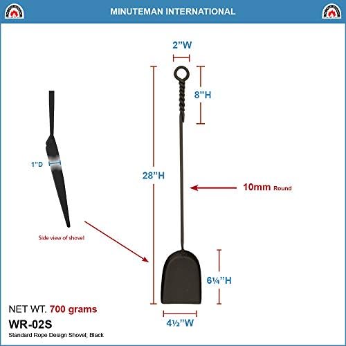 Minuteman Nemzetközi Kötél Kezelni Egyetlen Lapát Kandalló Eszköz, Standard 28-a, Fekete
