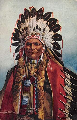 Geronimo Apacs Főnök Bennszülött Amerikai Indián Régi Képeslap AA53679