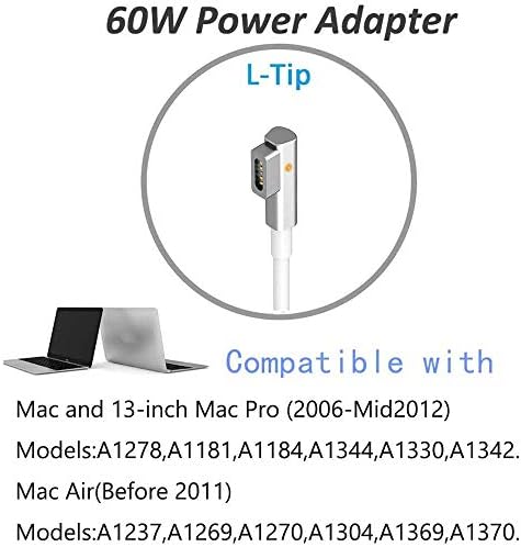 Csere Mac Book Pro Töltő, Kompatibilis a Mac Book Pro 13 Hüvelykes Kijelző AC, 60W L-TIPP Alakú Csatlakozó Adapter（Közepe