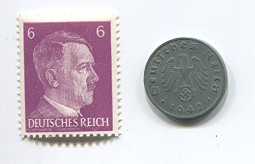 Hitler Ritka Náci Horogkereszt 1 Reichspfennig német Érme Két világháború WW2 Lila Fejét Bélyegző MNH