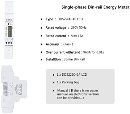 NYCR DDS226D-1P LCD egyfázisú Din-Rail Energia-Mérő 220V 230V 240V 5(25), 5(30) 5(45) EGY AC
