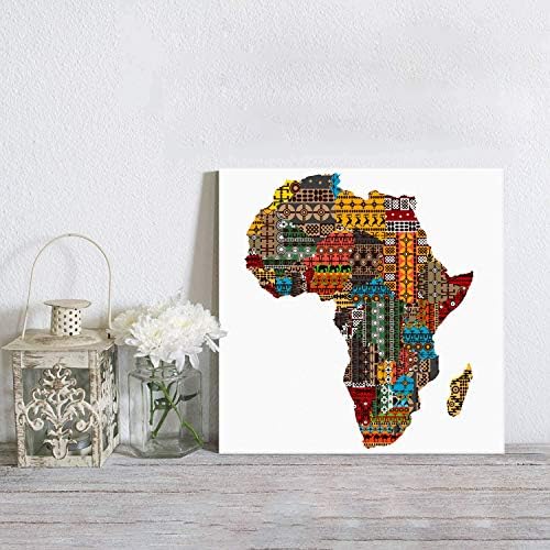Etnikai Texturált Afrika Térkép Giclee Vászon Nyomatok Wall Art a lakberendezés, Étkező, Konyha, Olaj Festmények Könnyű Lógni,
