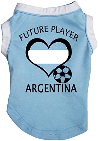 Petitebella Jövőben Játékos Argentin Foci Kiskutya Póló (Kék/Zászló, Közepes)