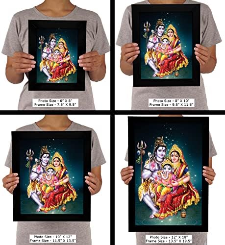 IBA Indianbeautifulart Úr Shiva Meg Parvati A Ganesha Hindu Isten Poszter Keret Képkeret Ajándék Célra lakberendezés Fa Keret,