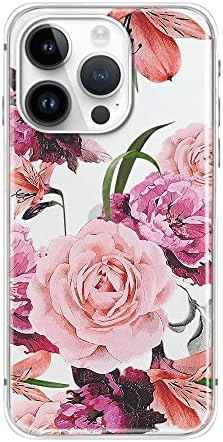Blingy iPhone 14 Pro Max Esetben, Nők, Lányok Aranyos Rose virágmintás Csinos Virágos Rózsa Design, Átlátszó Puha TPU Védő
