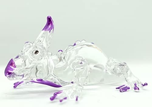 Sansukjai Kaméleon Miniatűr Figurákat Állatok Kézzel Festett Fújt Üveg-Művészet Gyűjthető Ajándék Díszíteni, Világos Lila