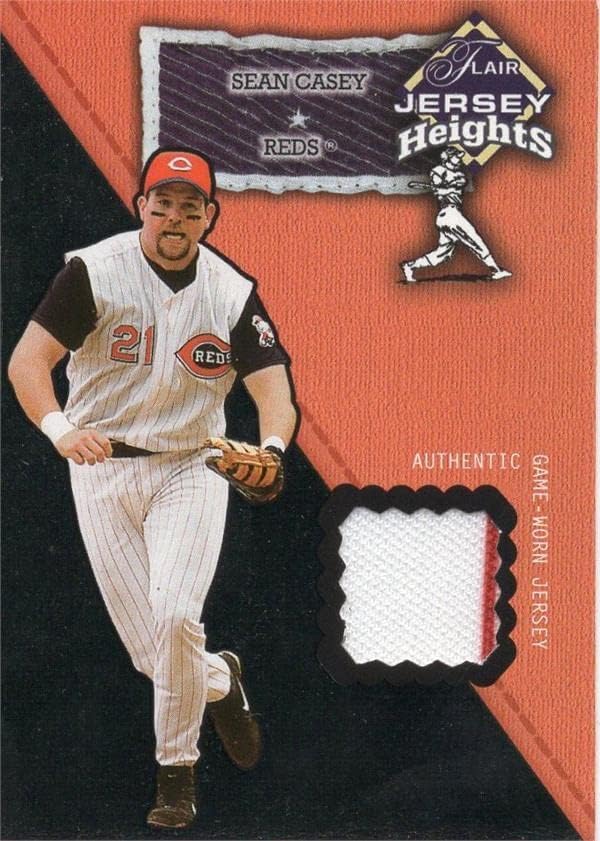 Sean Casey játékos kopott jersey-i javítás baseball kártya (Cincinnati Reds A Polgármester) 2002 Fleer Hangulattal Heights