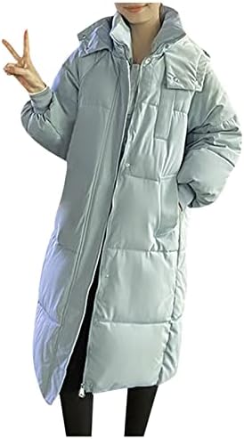 Hosszú Téli Kabátok Női Kapucnis Szélálló Meleg Puffer Kabát Laza, Hosszú Ujjú Cipzár Szilárd Kabátban, Outwear