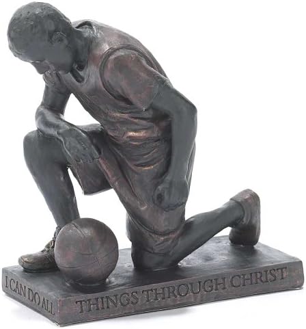 Dicksons Krisztus Imádkozik, Kosárlabda, 5 hüvelykes Szürke Gyanta Kő Asztal Tetején Figura