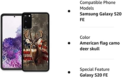 DJSOK Kompatibilis a Samsung Galaxy S20 FE Esetben,Amerikai Zászló camo Szarvas Koponya Luxus Minta Design Nehéz PC Karcolás-Bizonyíték