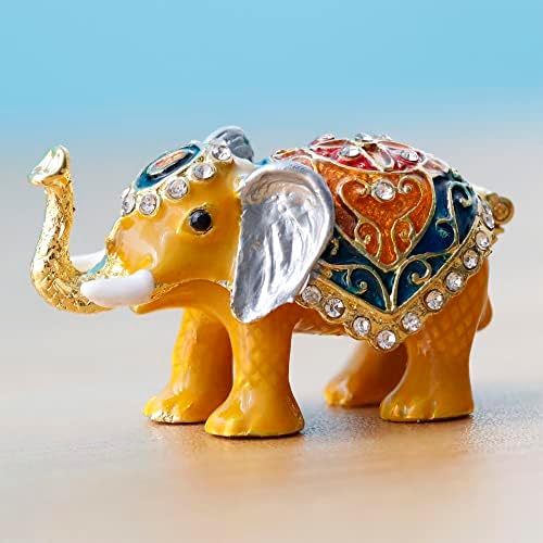 SEVENBEES Vintage Bejeweled Kézzel Festett Bizsu Elefánt Box - Csuklós Zománcozott Ékszerek Szervező Egyedi Mini Gyűrűt,