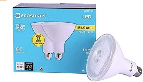 EcoSmart 120 w-os Egyenértékű Fényes Fehér PAR38 Szabályozható LED Flood Izzó (2 Csomag)