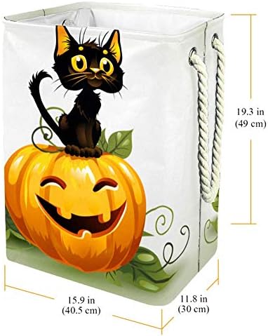 Inhomer Egy Aranyos Fekete macska a Halloween Pumpkin 300D Oxford PVC, Vízálló Szennyestartót Nagy Kosárban a Takaró Ruházat,