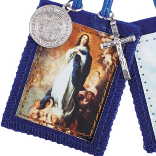 Kék Katolikus Amulettem Színes Szeplőtelen Fogantatás Scapulars Ezüst Hang Szent Benedek-Érem pedig Keresztet Fityeg, 24.5