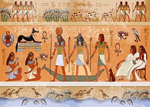 BELECO 10x8ft Szövet Egyiptomi Hátteret Ókori Egyiptom Jelenet Mitológia Godsand Fáraók Titokzatos Templom Falfestmények