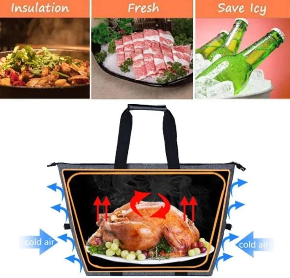 MJWDP Újrafelhasználható Termikus Hűvösebb Tote Nagy Piknik Ebéd Bag Összecsukható Bevásárló Bevásárló Táska vállpánt (Szín
