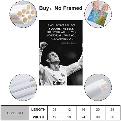 NIOKUN A Ronaldo Idézet Plakátok a Fiúk Hálószoba Falai Vászon Fali Poszter Motivációs Keret-stílus 16x24inch(40x60cm)