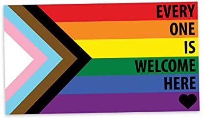 Alkalmazható Szójáték Minden Üdvözöljük a Haladás Pride Flag LGBTQ POC Transznemű Zászló - Vinyl Matrica 14 inch