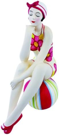 AZ ELEGÁNS OTTHON Retro Fürdés Szépség, Figura, Szobor | 1920-as években fürdőruhát strandlabda Világos Rózsaszín Virágos