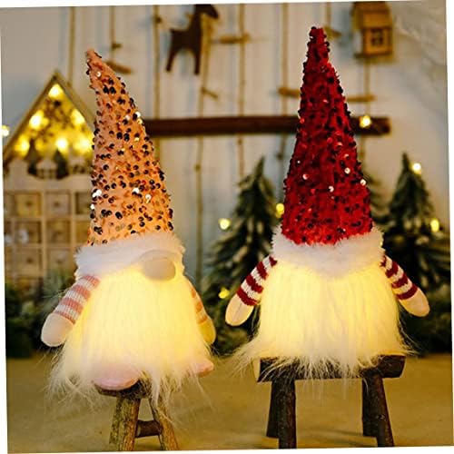 KUYYFDS Karácsonyi Gonks Dekoráció, Karácsonyi Gnome Plüss Mikulás Manó Baba Fény Karácsonyi Asztali Dekoráció Rózsaszín